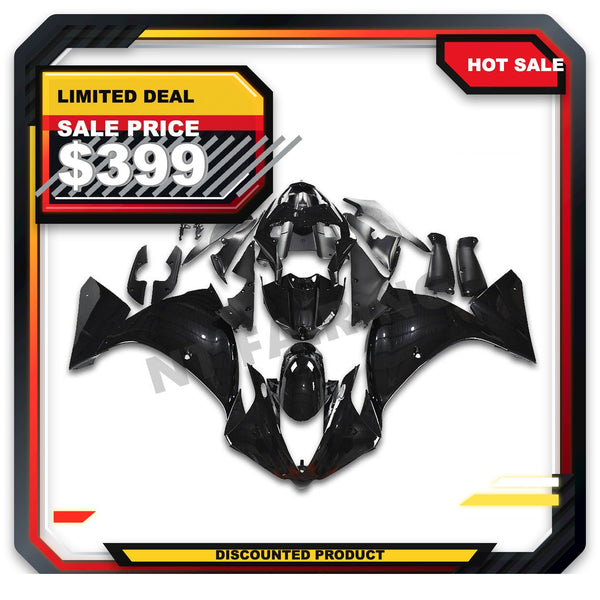US STOCK NT Aftermarket Injection ABS Plastic Fairing Fit for YZF R1 2012-2014 Black N025 Available in CA