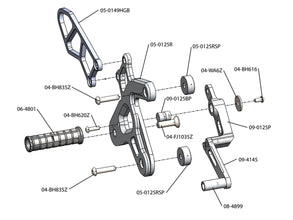 05-0125B 2012-16 Kawasaki Ninja 650R Complete Rearset
