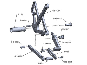 05-0129B 2009-11 Kawasaki Ninja 650R Complete Rearset
