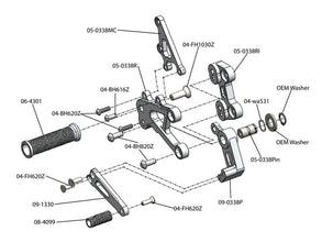 05-0338B Honda CBR600RR (2013+ NON-ABS) Complete Rearset