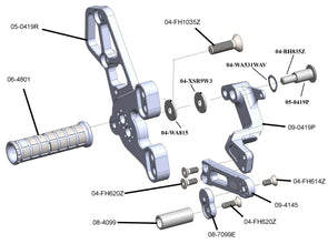 05-0429B Yamaha XSR900 Rearset Kit, Complete W/Pedals