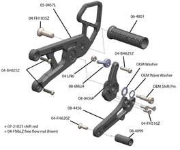 05-0456B Yamaha R6 Rearset - STD Shift