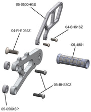 05-0512B Triumph Daytona 675/R/Street Triple Rearsets - GP Shift w/QS Rod - RACE USE ONLY (No Side Stand)