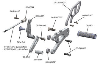 05-0513B Triumph Street Triple 765 Rearsets - STD Shift w/o QS