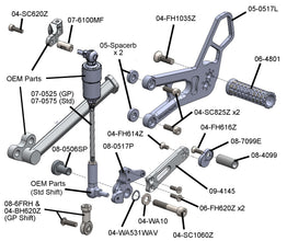 05-0517BC Triumph 765 Street Triple STD Shift Rearset with Sprocket Cover
