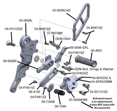 05-0699B Ducati Hypermotard 698 Mono Rearset Kit - GP Shift