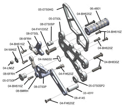 05-0750B 2009-14 BMW S1000RR, 2014-16 S1000R STD Shift Complete Rearset