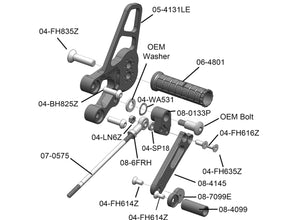 05-4131LE 2008-12 Kawasaki Ninja250 LHS Eccentric Rearset Brkt