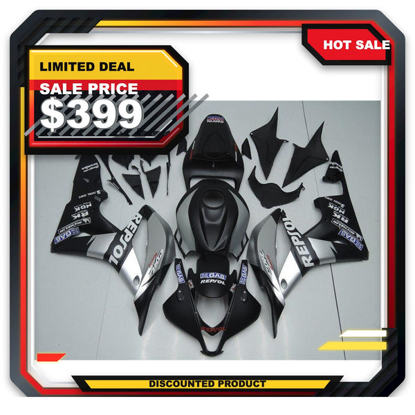 US STOCK NT Aftermarket Injection ABS Plastic Fairing Fit for CBR600RR 2007-2008 Silver Black N062 Available in CA