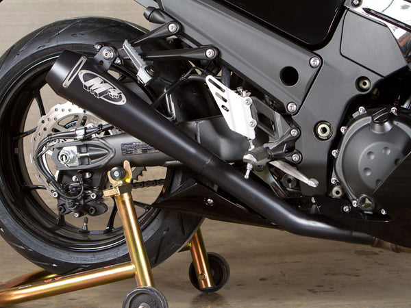 Black Retro-Drag Slip Ons — Kawasaki 2012-2026 ZX14