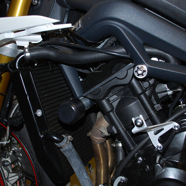 50-0502U 2013-17 Triumph 675, 2013-16 Street Triple Under Body Frame Slider Kit w/ 1099 Pucks
