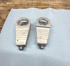 2006-2007 OEM YAMAHA YZF R6 - REAR AXLE SWINGARM TENSIONER ADJUSTER BRACKETS