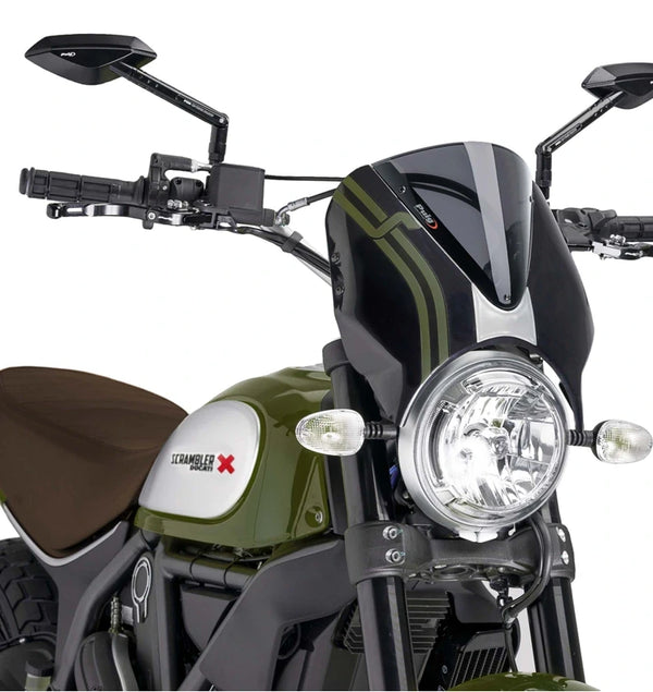 WINDSHIELD RETROVISION SCRAMBLER 15-17 BLACK/DS — Dark Smoke