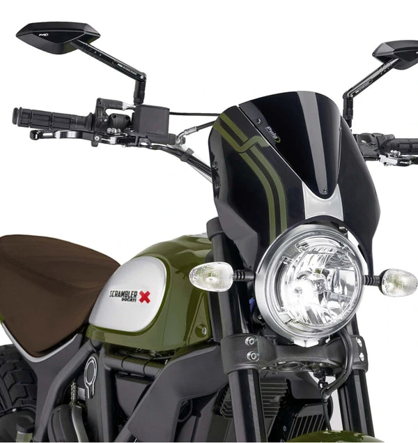 WINDSHIELD RETROVISION SCRAMBLER 15-17 BLACK/BL