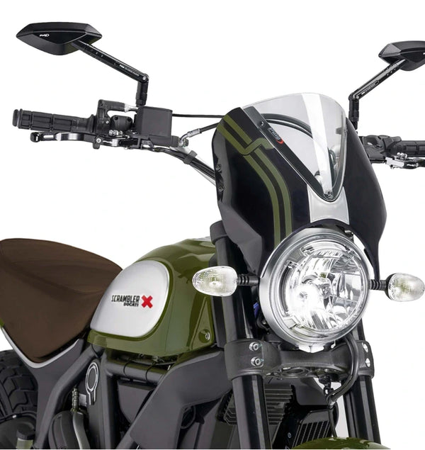 WINDSHIELD RETROVISION SCRAMBLER 15-18 BLACK/CL — Clear