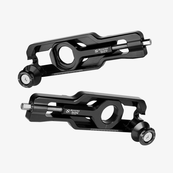 Chain adjuster  with integrated EVO standard swingarms spools -BMW S 1000 XR - M 1000 XR - BLACK