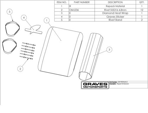 Graves Motorsports Exhaust Silencer Repack Kit - Diamond
