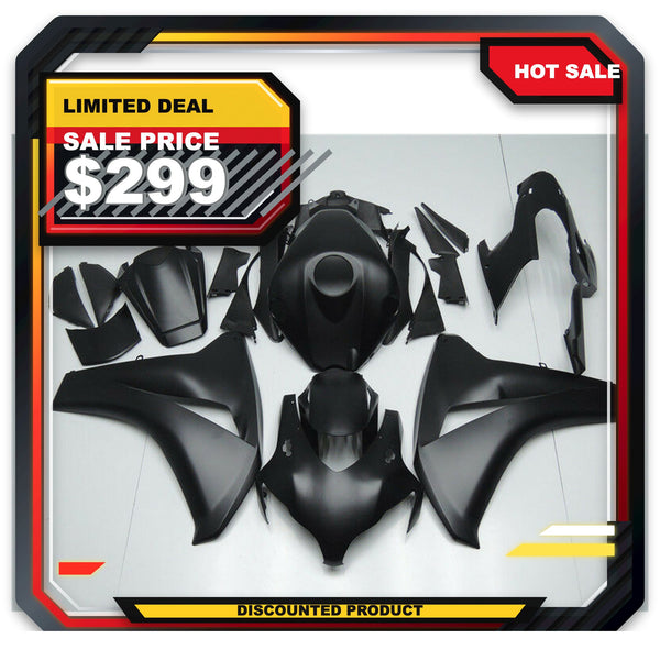 US STOCK NT Aftermarket Injection ABS Plastic Fairing Fit for CBR1000RR 2008-2011 Matte Black N008 Available in CA