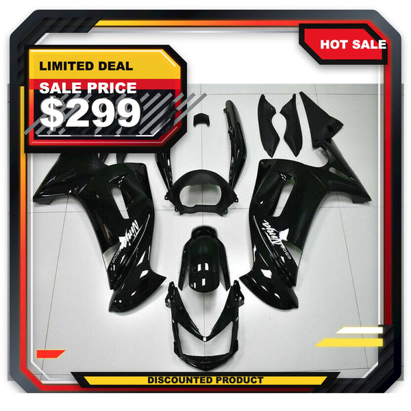 US STOCK NT Fit for Ninja 650R 2006-2008 ER6F Glossy Black Fairing ABS N004 Available in CA