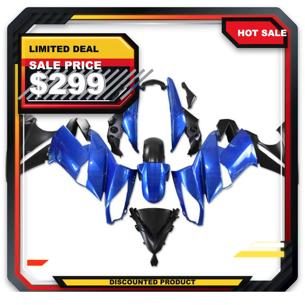 US STOCK Plastic Black Fit for Ninja 650R ER-6f 2009 2010 2011 Fairing Kit Blue Black N013 Available in TX