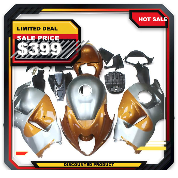 US STOCK NT Aftermarket Injection ABS Plastic Fairing Fit for GSXR 1300 Hayabusa 1997-2007 Brown Silver N102 Available in TX