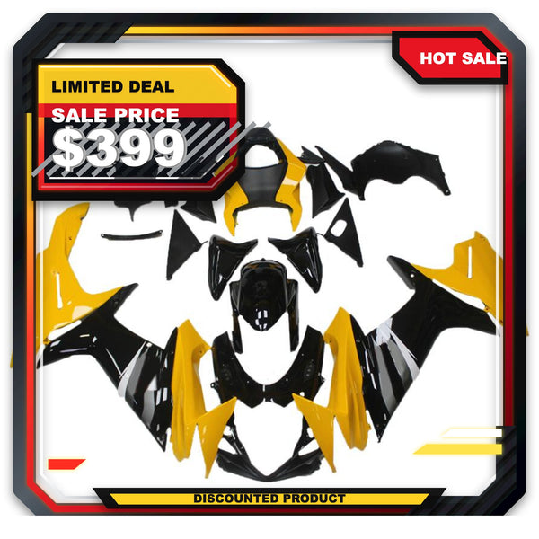 US STOCK NT Aftermarket Injection ABS Plastic Fairing Fit for GSXR 600/750 2011-2024 Yellow Black N064 Available in TX