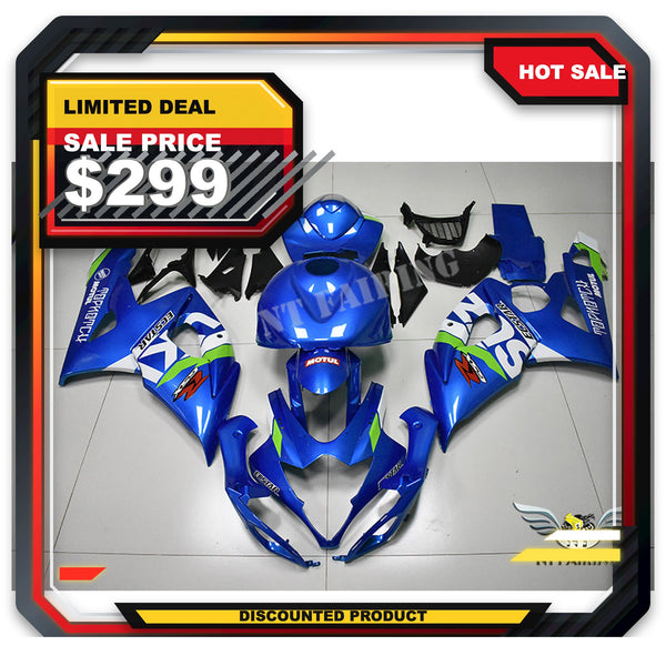 US STOCK NT Aftermarket Injection ABS Plastic Fairing Kit Fit for GSXR 1000 2005-2006 Blue White N073 Available in CA