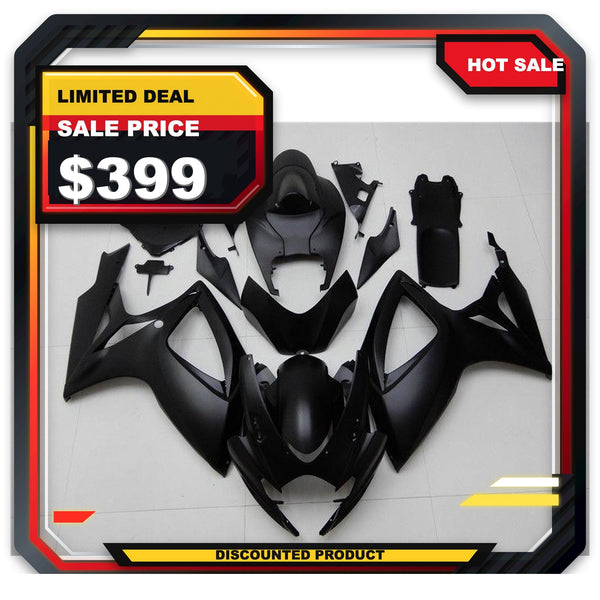 US STOCK NT Aftermarket Injection ABS Plastic Fairing Fit for GSXR 600/750 2006-2007 Matte Black N002 Available in TX