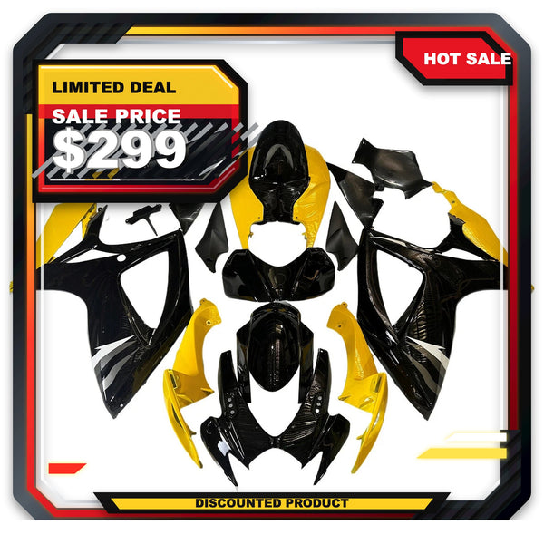 US STOCK NT Injection Molding Fairing Fit for 2006 2007 GSXR 600 750 Yellow Black N151 Available in TX