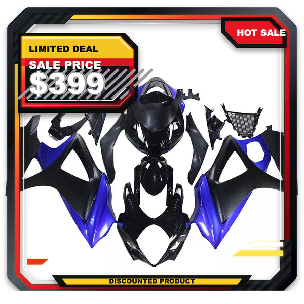 US STOCK NT Injection ABS Plastic Fairing Kit Fit for 2007-2008 GSXR 1000 Black Blue N068 Available in TX
