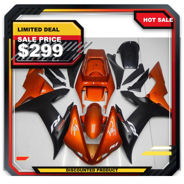 US STOCK NT Aftermarket Injection ABS Plastic Fairing Fit for YZF R1 2002-2003 Orange Black N004 Available in CA
