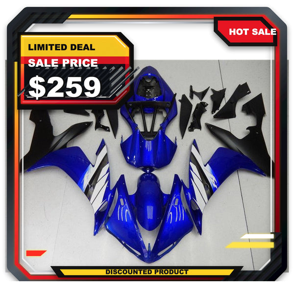 US STOCK NT Aftermarket Injection ABS Plastic Fairing Fit for YZF R1 2004-2006 Blue White Black N005 Available in CA