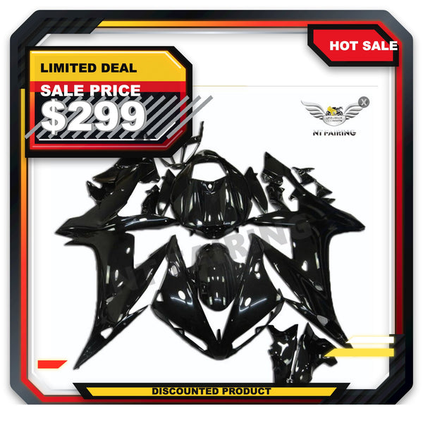 US STOCK NT Aftermarket Injection ABS Plastic Fairing Fit for YZF R1 2004-2006 Glossy Black N041 Available in CA