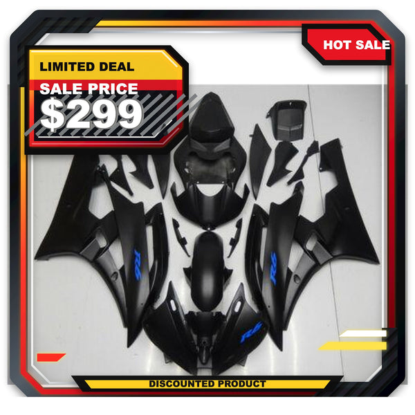US STOCK NT Aftermarket Injection ABS Plastic Fairing Fit for YZF R6 2006-2007 Black Blue N028 Available in TX