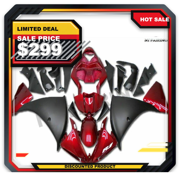 US STOCK NT Aftermarket Injection ABS Plastic Fairing Fit for YZF R1 2009-2011 Red Black N001 Available in TX