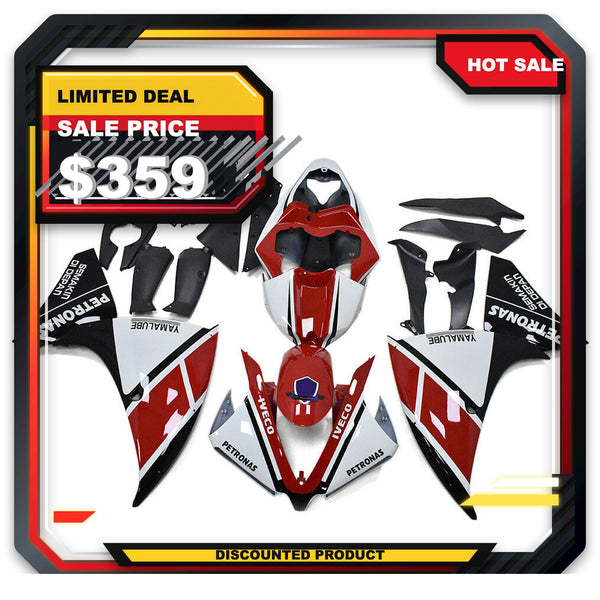 US STOCK NT Aftermarket Injection ABS Plastic Fairing Fit for YZF R1 2012-2014 Red White Black N030 Available in CA
