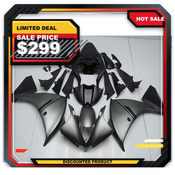 US STOCK NT Aftermarket Injection ABS Plastic Fairing Fit for YZF R1 2012-2014 Matte Gray Black N003 Available in CA
