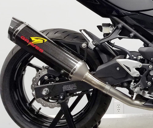 Kawasaki Ninja 400 + Ninja 500 Cat Back Slip-on Exhaust Carbon